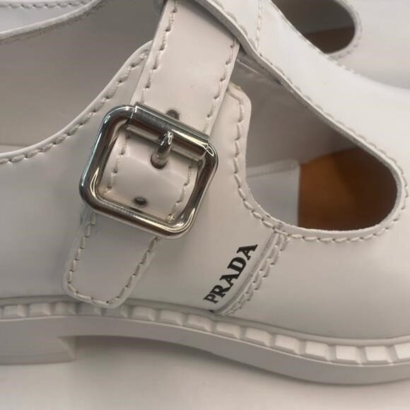 New Authentic PRADA  Spazzolato Mens Mary Jane T Strap 40mm Loafers - Picture 7 of 10